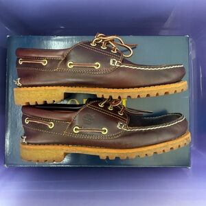 Vintage Timberland 3 Eye Lug Hand-Sewn Boat Shoe Burgundy 11.5